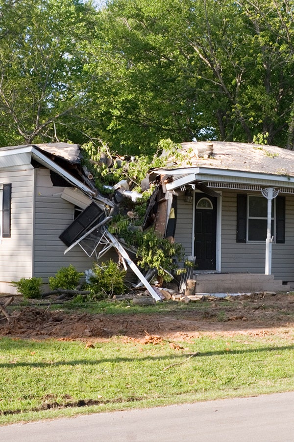Severe storm damage of a home